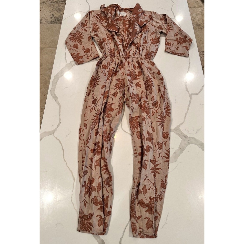 Vintage Jean Paul Gaultier Linen Plunge Jumpsuit Romper Sienna Floral 38